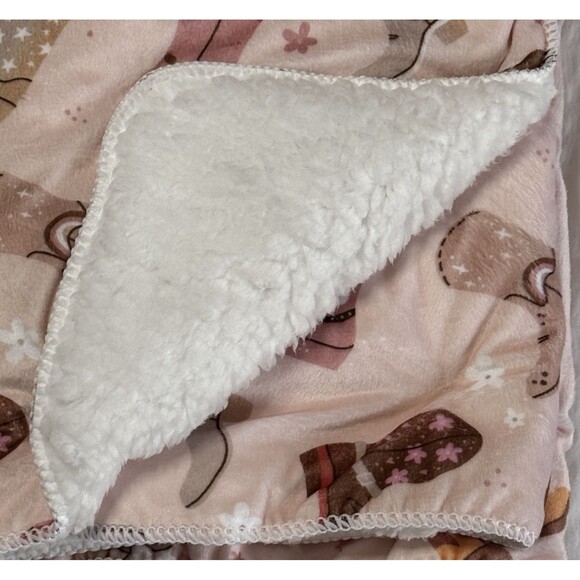NWT Baby Blanket Soft Sherpa Reverse Pink Cowgirl Boots Baby Gift. Little Outlaw - Picture 3 of 5